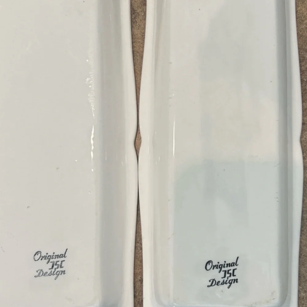 Original JSC Design corn cob holders set of 2 glass dishes. Stamped on the back